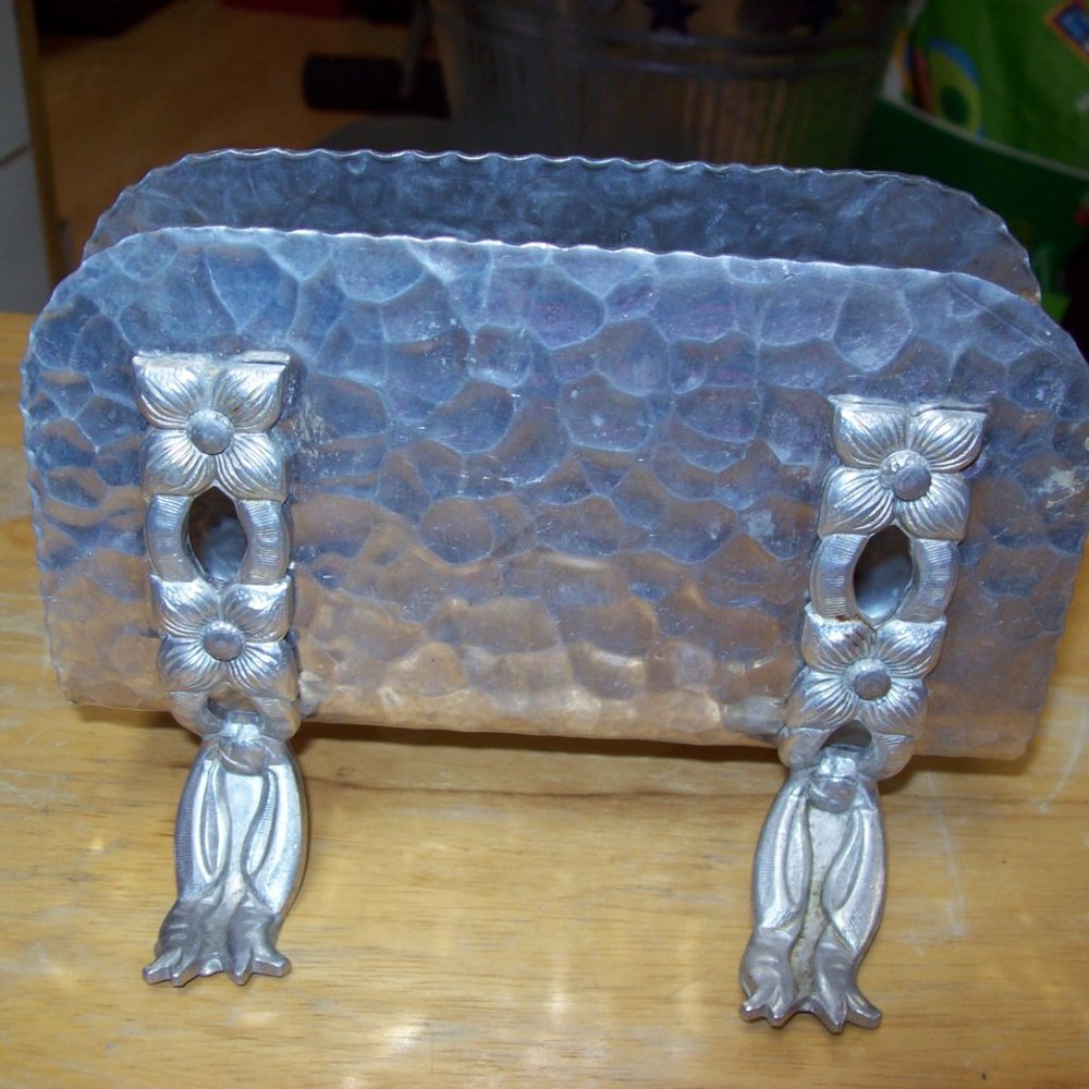 Vintage Hammered Aluminum Napkin Holder